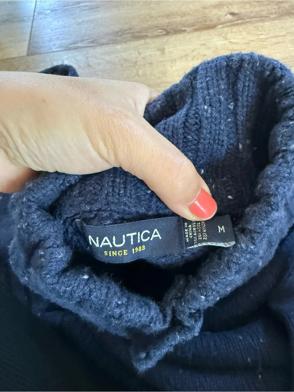 Nautica Men's Navy Ribbed Mock-Turtleneck Button Sweater